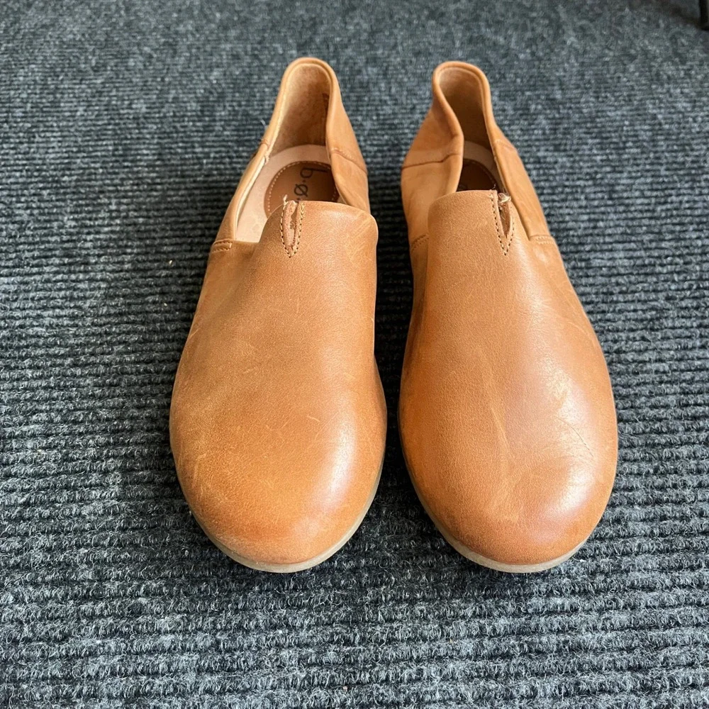 b.o.c. Born Concept Tan Leather Loafer Flats preppy women 8 Brown Slip On casual